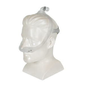 Mannequin fitted with Cpap mask and headgear
